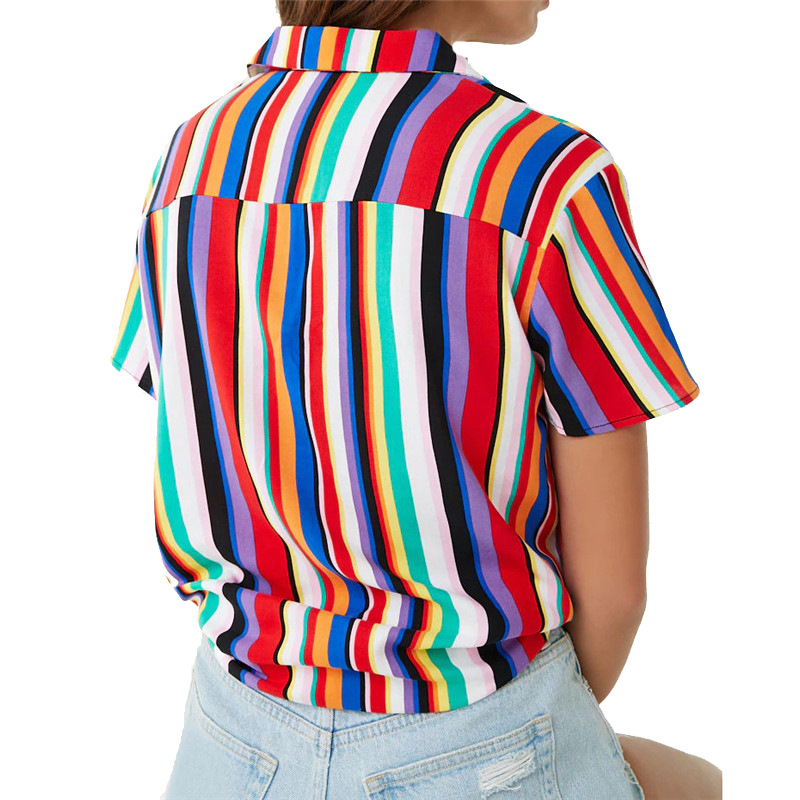 Printing Short Sleeve Woman Top Blouse Summer Woman Blouse Striped Rainbow Shirts, Red
Printing Short Sleeve Woman Top Blouse Summer Woman Blouse Striped Rainbow Shirts, Red