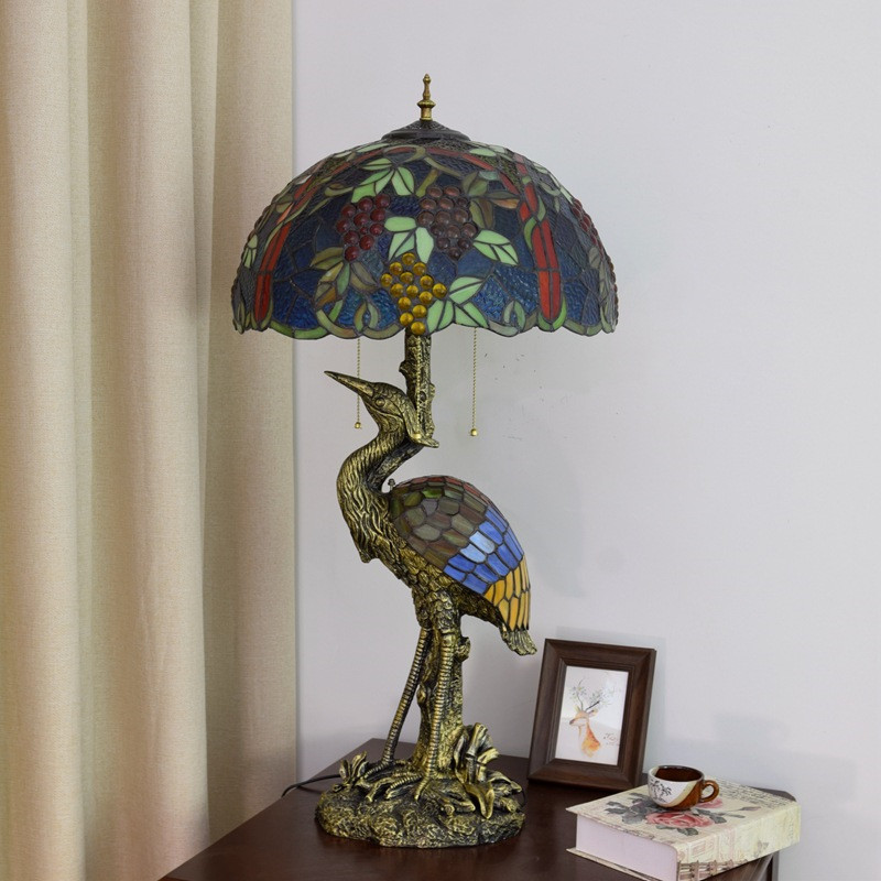 American pastoral grape decoration glass table lamp Tiffany stained glass living room dining room decoration table lamp TF086