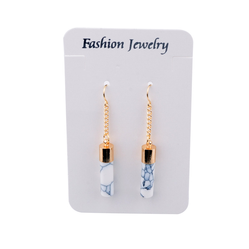 Europe and the United States big brand high-grade Phnom Penh turquoise cylindrical drop earrings Korean temperament simple female earrings e