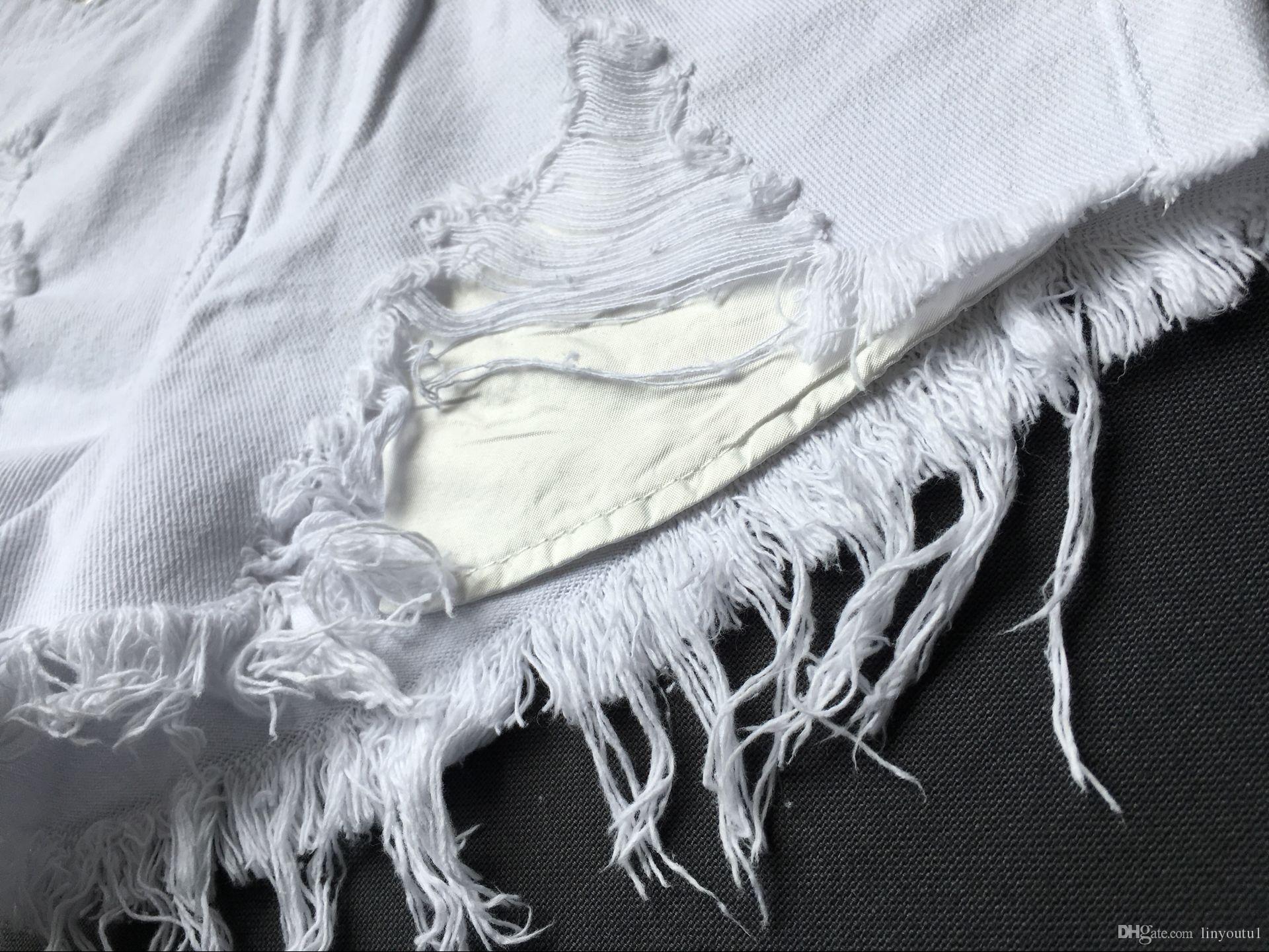 2020 Frayed Edge Ripped Denim Shorts 2019 Great White Women Summer Shorts Fashion Glamorous Female Button Fly Shorts