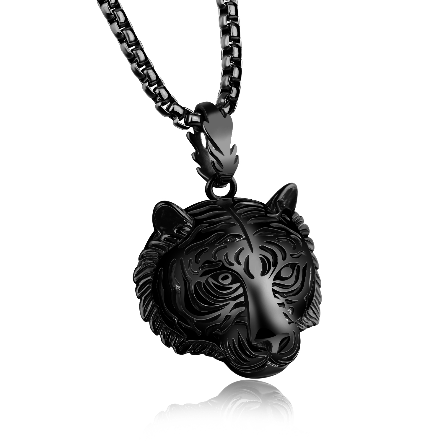 Hip Hop Tiger Head Shape Pendant Necklace 316L Stainless Steel Cool Men Animal Pendants Jewelry Gift