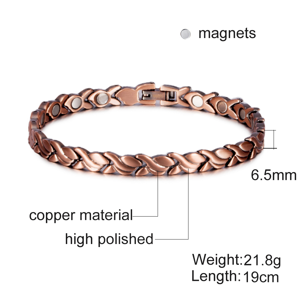 Vinterly Pure Copper Bracelets for Women Vintage Chain Health Energy Magnetic Bracelets & Bangles for Arthritis Women Jewelry