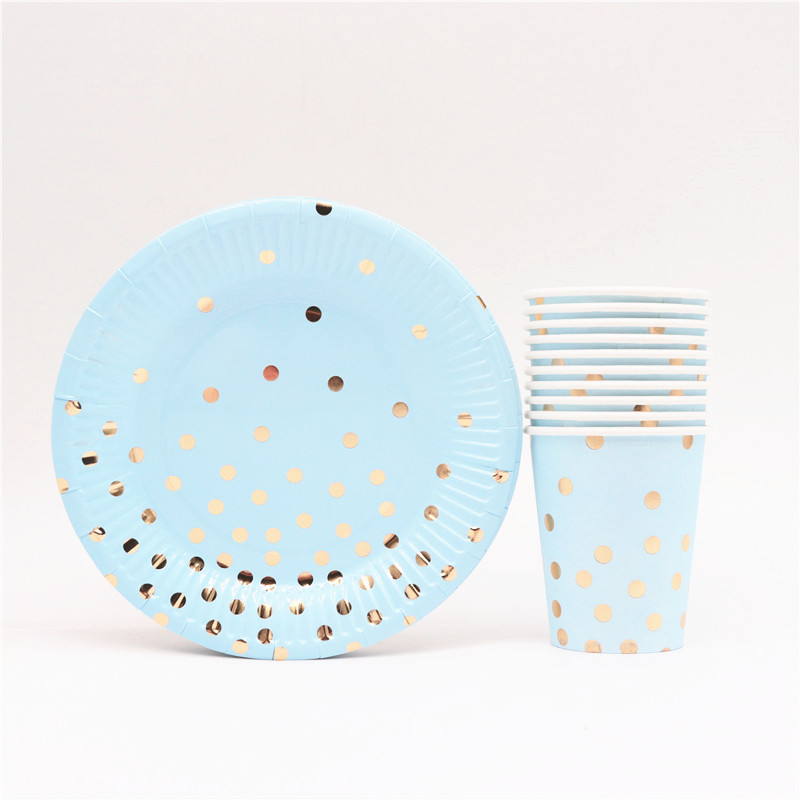 Disposable Dinnerware Colorful Gold Disposable tableware Plate Cup Napkins Star for baby birthday party Wedding decoration