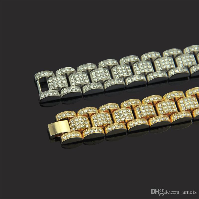 iced out chains Bracelet for Men's diamond tennis bracelet iced out cuban link chains hip hop bling chains jewelry men