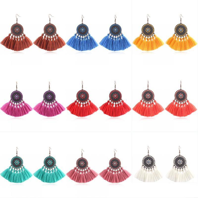 Hot Sale Women Fashion Vintage Bohemian Tassel Earrings Alloy Earring Trend Round Fringed Earrings Jewelry Party Christmas Gift
Hot Sale Women Fashion Vintage Bohemian Tassel Earrings Alloy Earring Trend Round Fringed Earrings Jewelry Party Christmas Gift