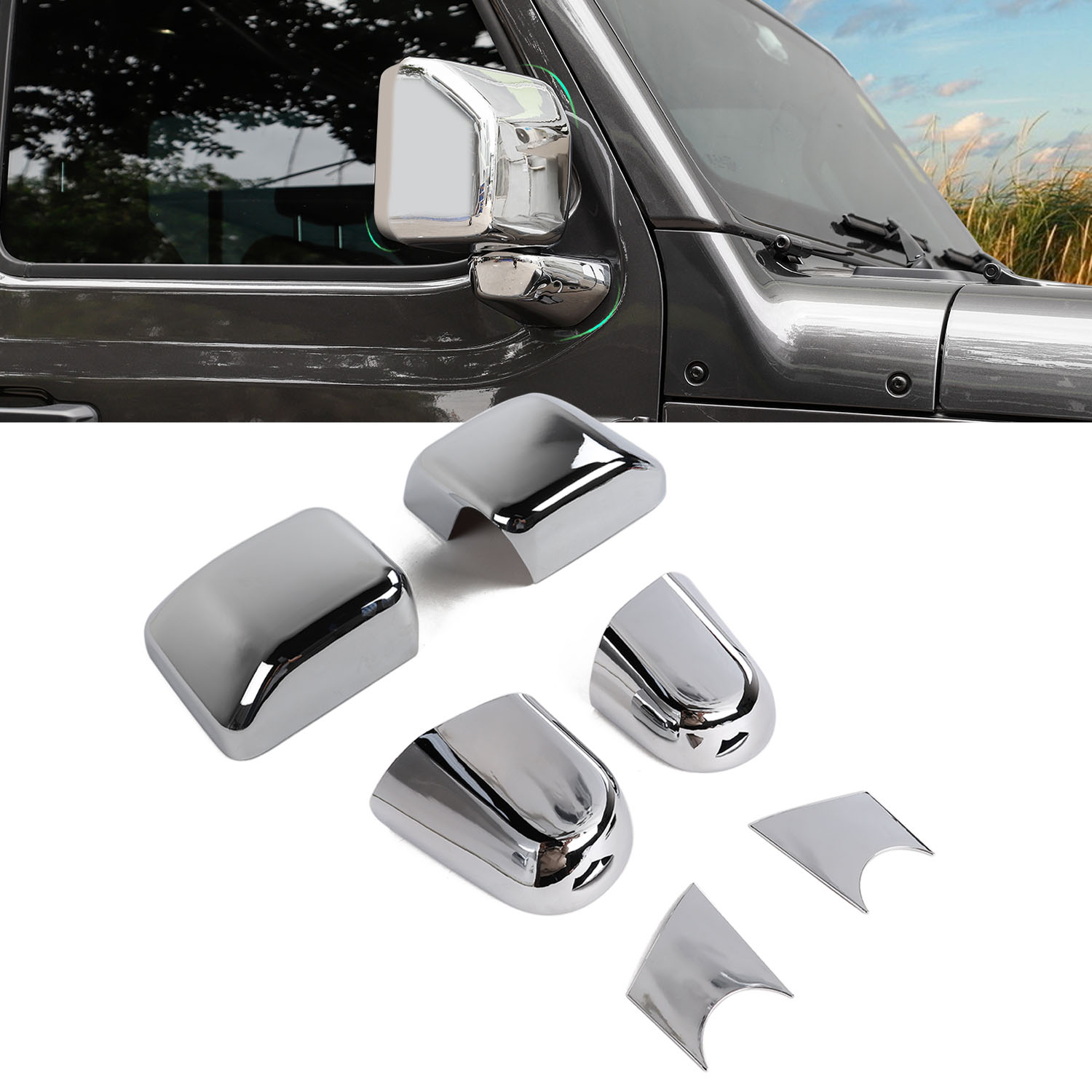 Mirror Covers ABS Rear Mirror Base Decoration Cover Chrome for Jeep Wrangler JL Car Exterior Accessories
Mirror Covers ABS Rear Mirror Base Decoration Cover Chrome for Jeep Wrangler JL Car Exterior Accessories