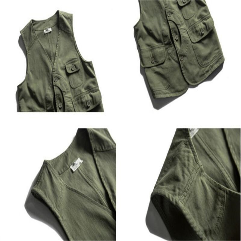 New Autumn Fashion Black Sleeveless Jacket Men Cotton Vest With Many Pockets Casual Mens Cargo Vests Waistcoat DS50103 T190828