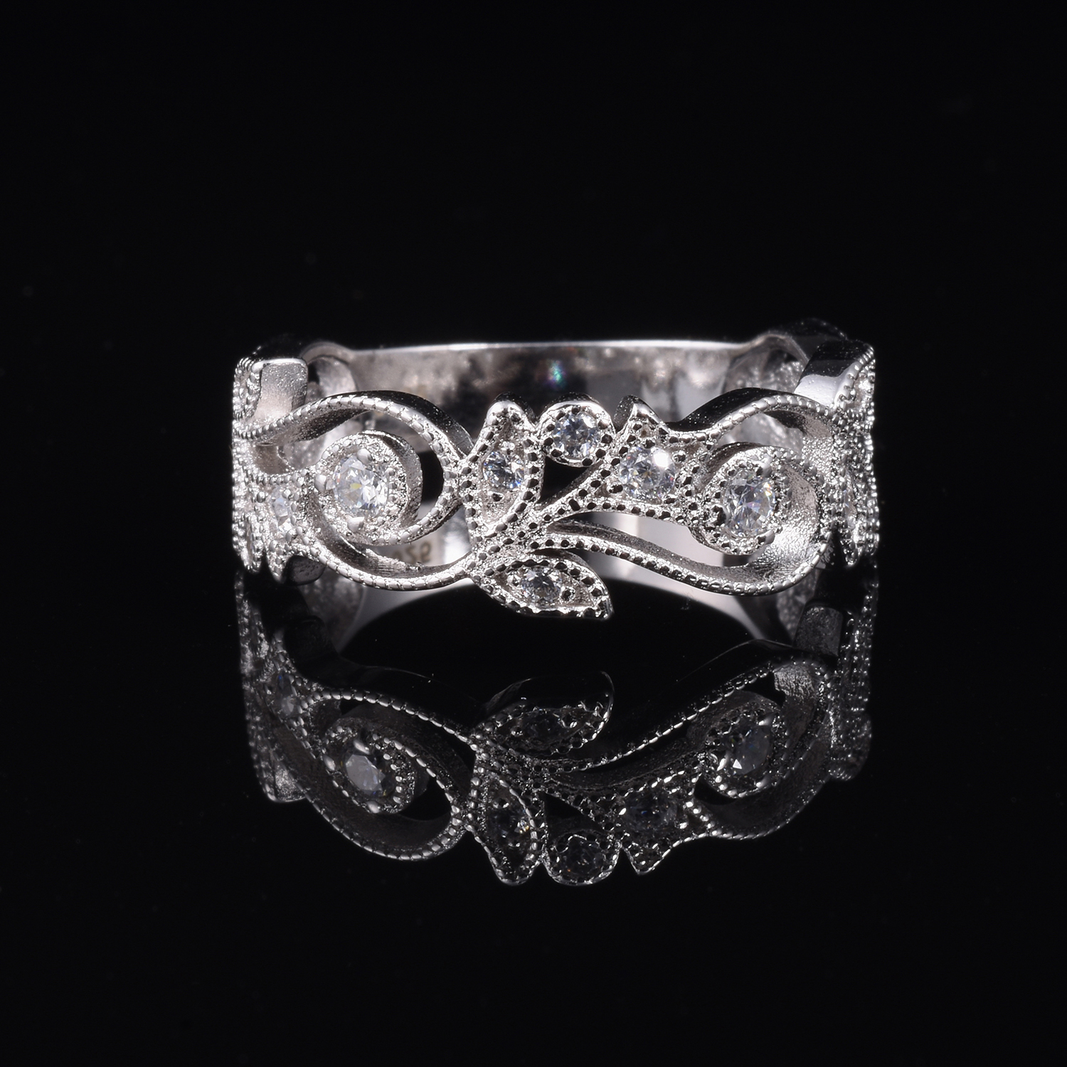 High quality Authentic 925 Silver flower Rings finger with pave Cubic zirconia Wedding ring European Women gift style