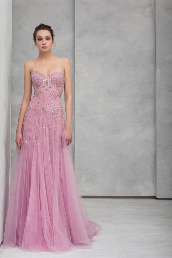sparkly pink evening dresses sweetheart sequined appliqued prom dresses tulle custom made formal party gowns