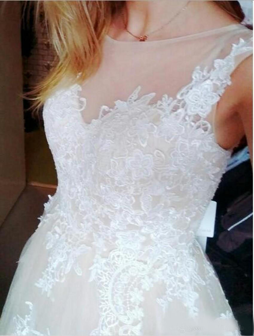 Luxurious Lace A-line Wedding Dresses Jewel Neck Princess Arabic Muslim Arab Bride Bridal Dress Gown Wedding Gowns