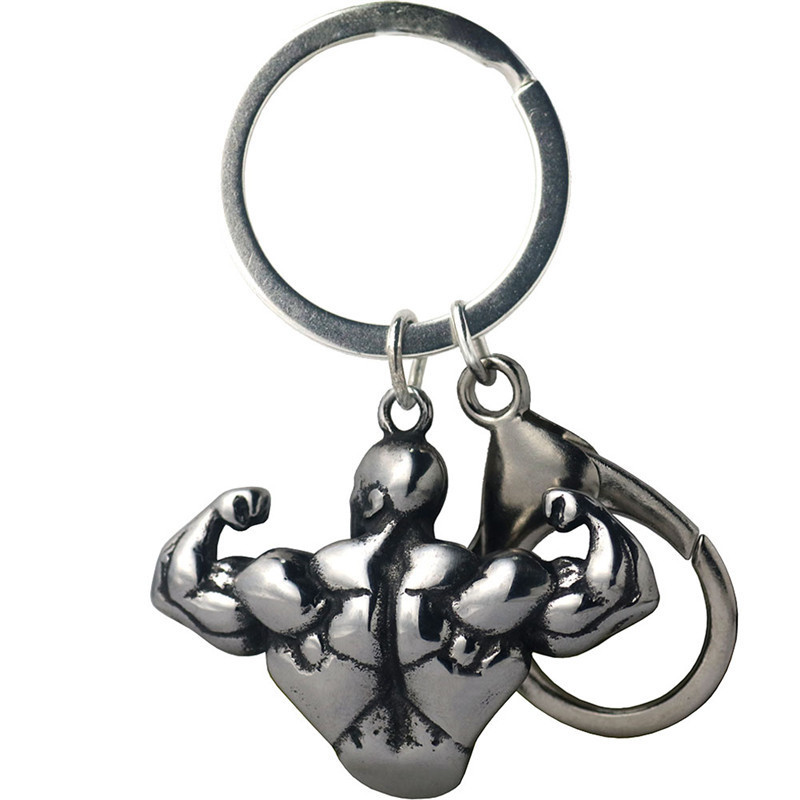 Fashion arm muscles male key chain body-building antique silver key chain