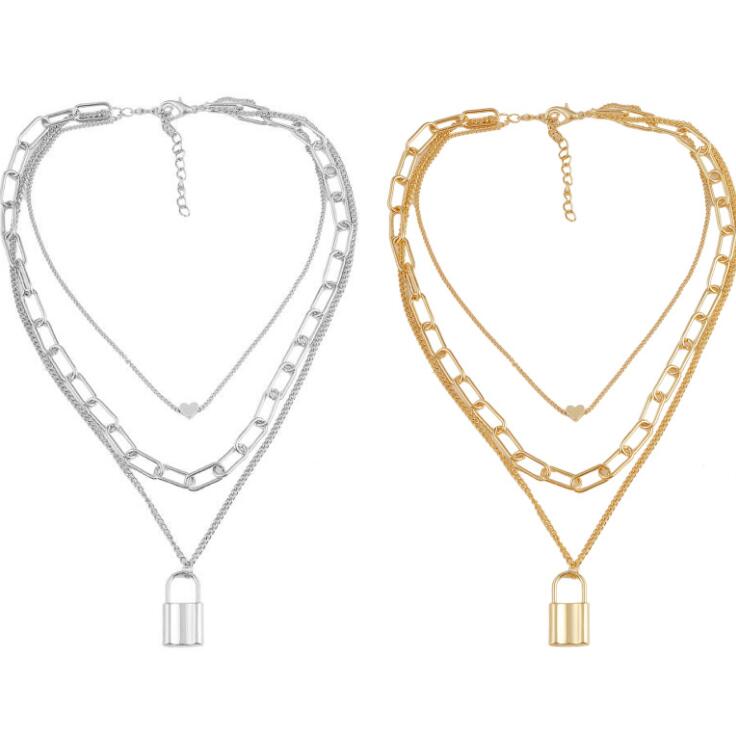 Punk Style Heart Lock Pendant Necklace Multi-layer Vintage Gold Silver Charm INS Female Necklace jewelry accessories 9 Styles
Punk Style Heart Lock Pendant Necklace Multi-layer Vintage Gold Silver Charm INS Female Necklace jewelry accessories 9 Styles