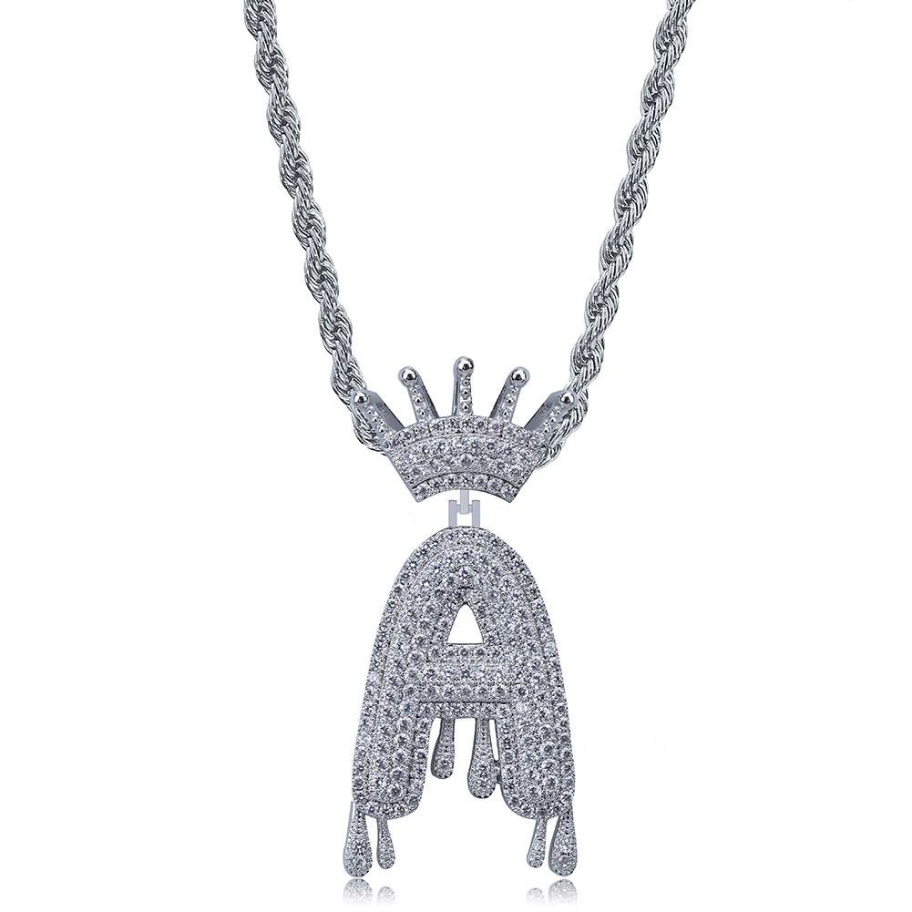 Custom Crown Bail Drip Bubble Initial Letters A-Z Chain Necklaces & Pendant For Men Women Silver Color Cubic Zircon Hip Hop Jewelry
Custom Crown Bail Drip Bubble Initial Letters A-Z Chain Necklaces & Pendant For Men Women Silver Color Cubic Zircon Hip Hop Jewelry