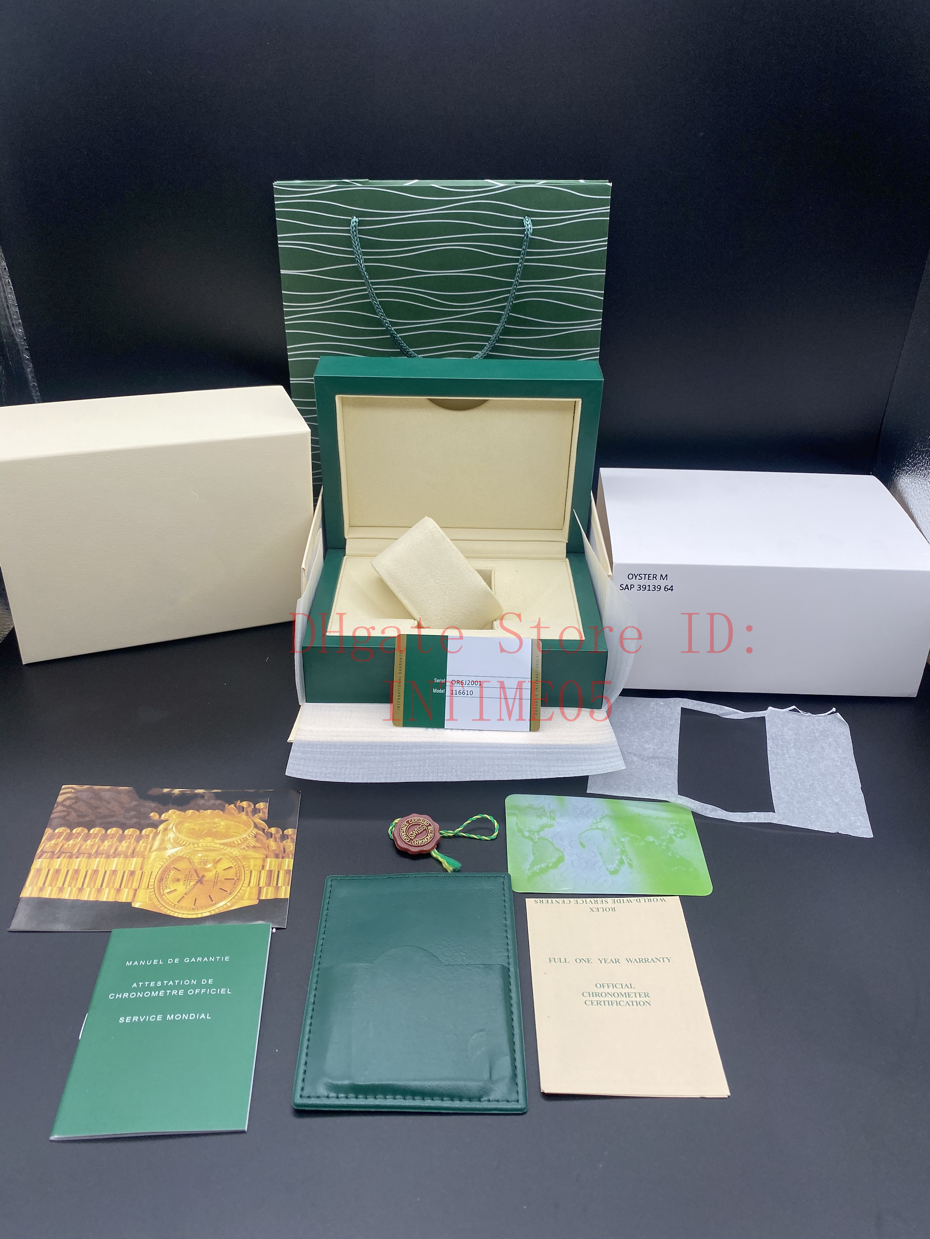 Best Quality Newest Style Brand Dark Green Original Woody Watch Case Papers Gift Leather Bag for Rolex Box 116610 Watches Boxes
Best Quality Newest Style Brand Dark Green Original Woody Watch Case Papers Gift Leather Bag for Rolex Box 116610 Watches Boxes