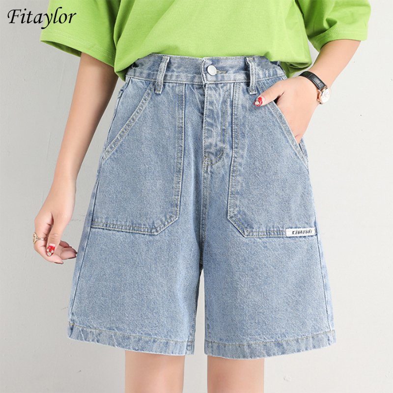 Fitaylor 2020 New Summer Women High Waist Loose Stright Big Pocket Denim Shorts Casual Female Solid Color Jeans Shorts, Blue
Fitaylor 2020 New Summer Women High Waist Loose Stright Big Pocket Denim Shorts Casual Female Solid Color Jeans Shorts, Blue