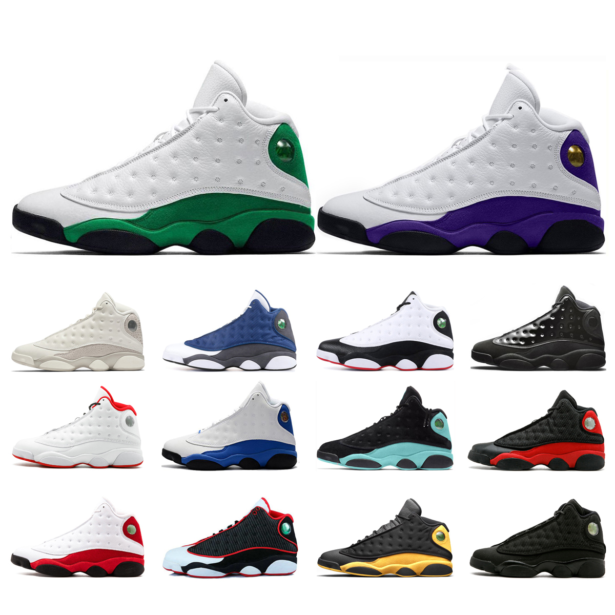 With Box 13 13s Men Basketball shoes mens Island Green Celtics Court purple Hyper Royal Outdoor Sport Sneaker Shoes 40-47
With Box 13 13s Men Basketball shoes mens Island Green Celtics Court purple Hyper Royal Outdoor Sport Sneaker Shoes 40-47