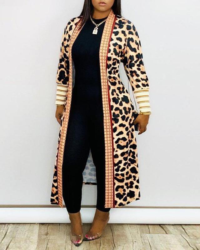 2020 Women Fashion Elegant Leopard Print Maxi Coat Spring Autumn Casual Patchwork Female Long Sleeve Coat Plus Size
2020 Women Fashion Elegant Leopard Print Maxi Coat Spring Autumn Casual Patchwork Female Long Sleeve Coat Plus Size