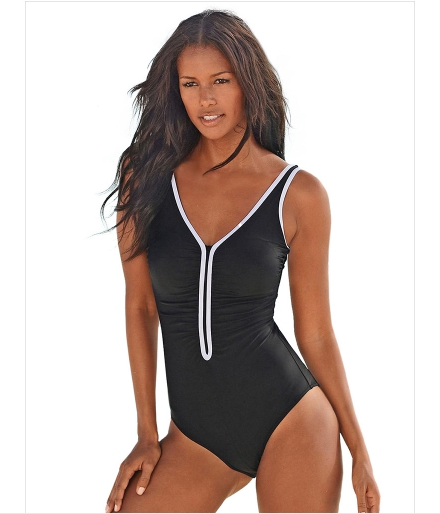 V-neck Slim body covered belly hot spring large size Swimsuit for women sense one piece Bikini European and American swimwear