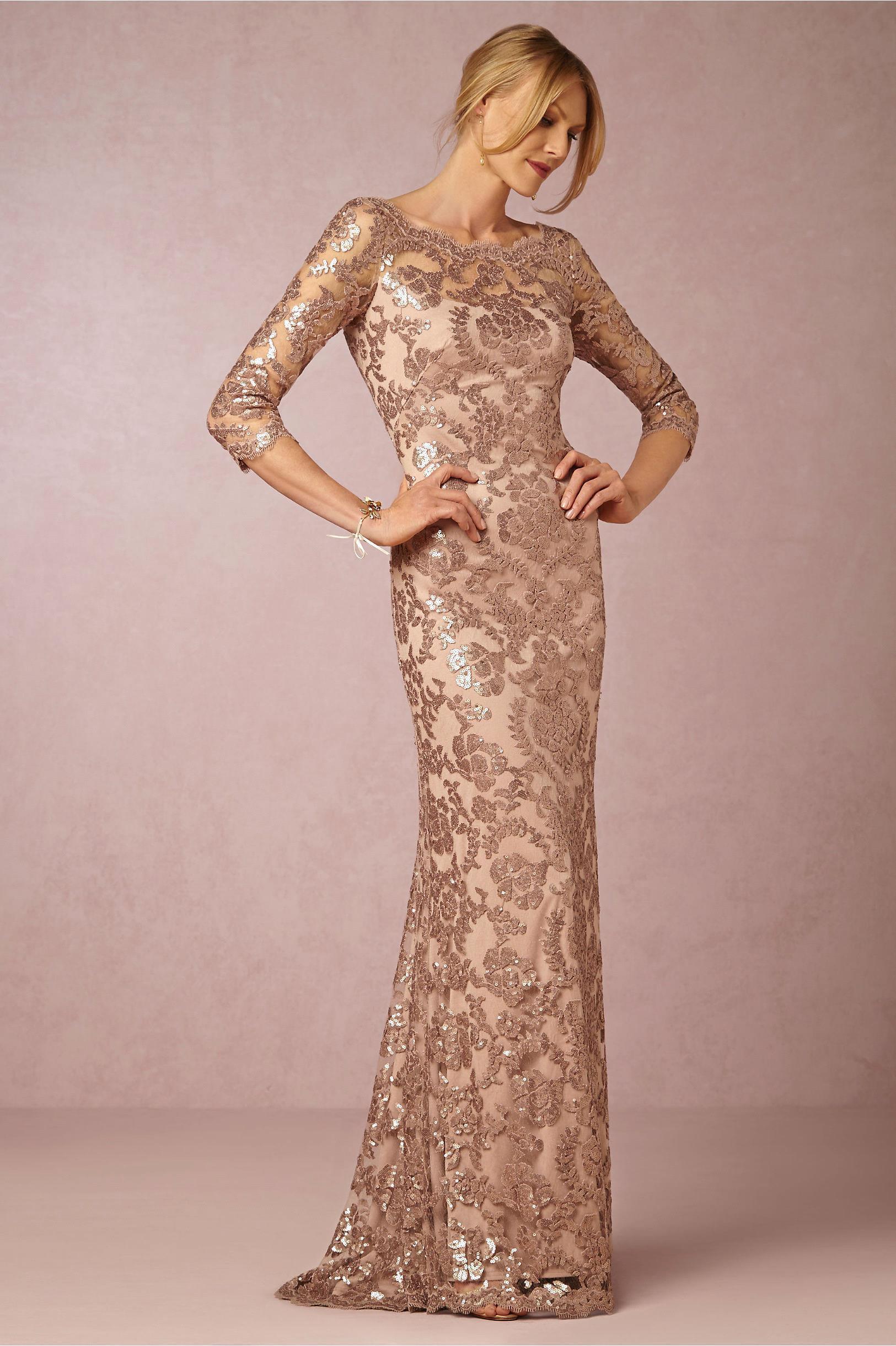 Cheap Rose Gold Mermaid Evening Dresses with Half Sleeves Sequin Long Prom Dresses Elegant Formal Evening Gowns Robe de Soiree BA0528