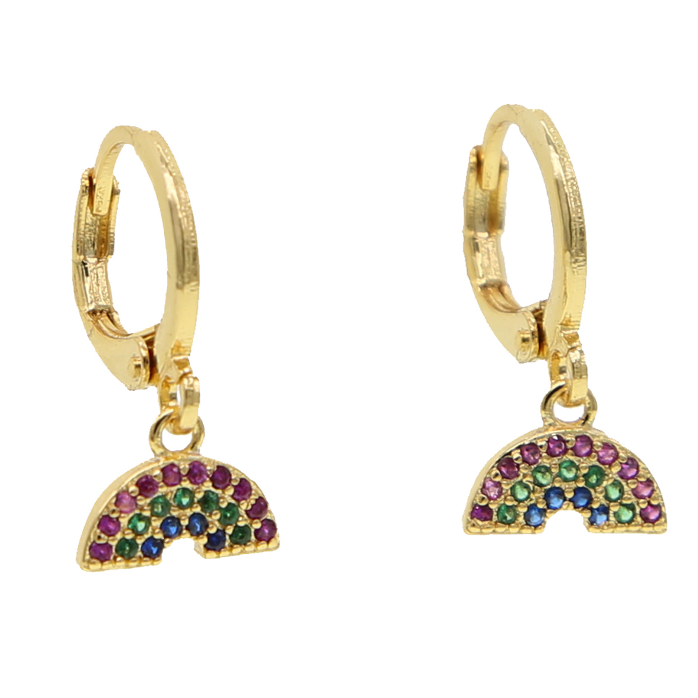 2024 SUMMER new arrived fashion jewelry cute lovely colorful rainbow charm Gold plated dangle charm earring