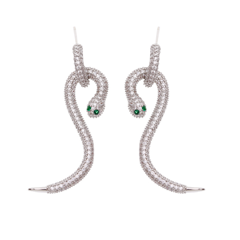 Shining Bling Snake S925 Silver Needle Dangle Drop Earrings White Zircon Gold Plated Earring Jewelry Wholesale
Shining Bling Snake S925 Silver Needle Dangle Drop Earrings White Zircon Gold Plated Earring Jewelry Wholesale