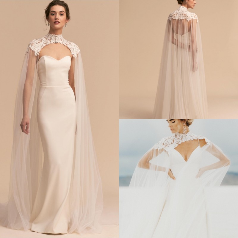 Newest Tulle Long High Neck Wedding Cape Lace Jacket Bolero Wrap White Ivory Women Bridal Accessories Custom Made, Gold
Newest Tulle Long High Neck Wedding Cape Lace Jacket Bolero Wrap White Ivory Women Bridal Accessories Custom Made, Gold