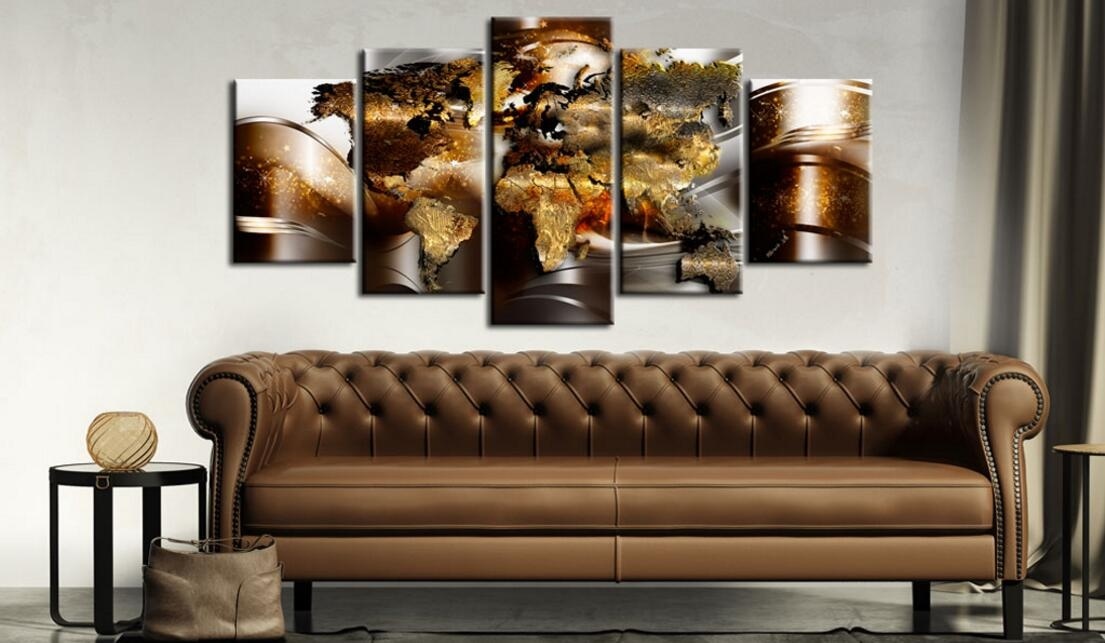 ( No Frame)5PCS/Set Modern Abstract Burning Map Art Print Frameless Canvas Painting Wall Picture Home Decoration