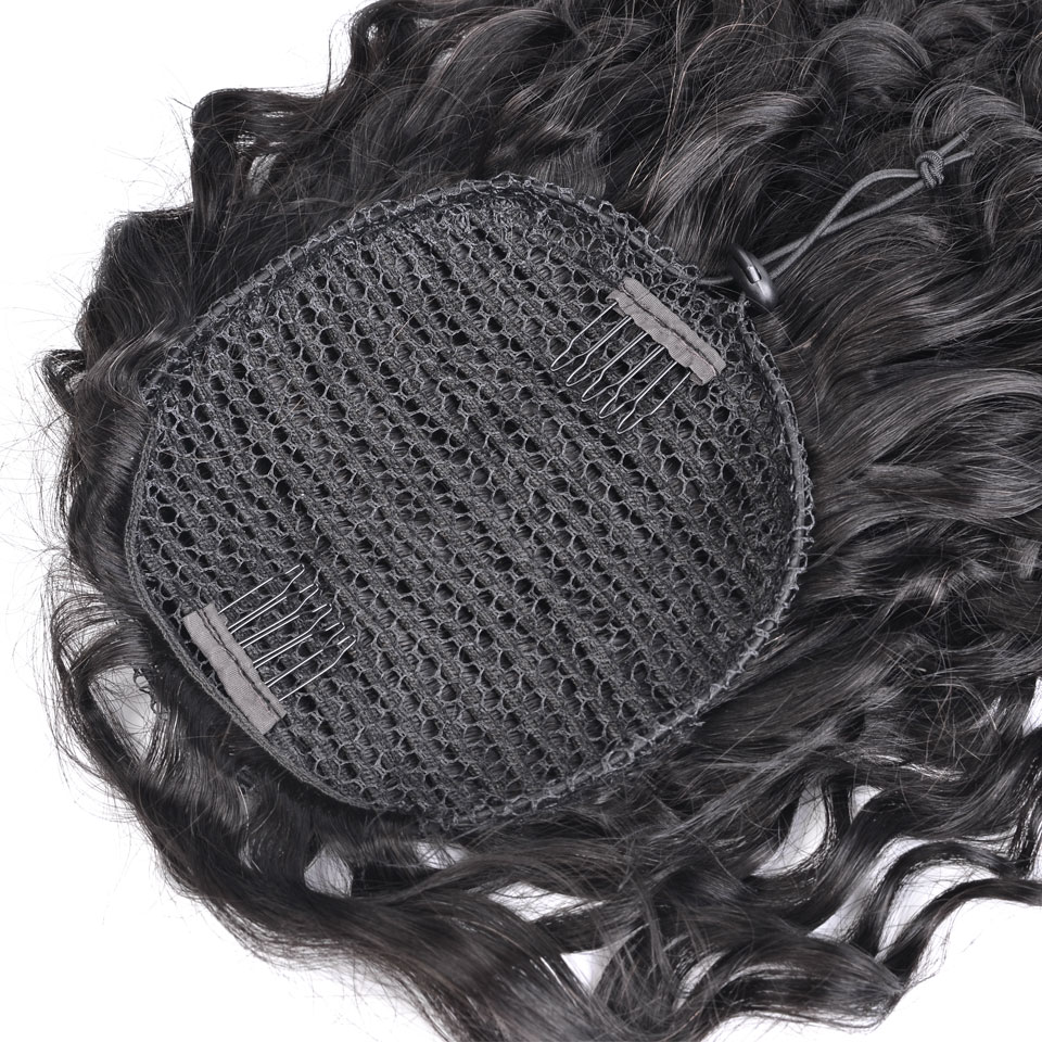 Afro Kinky Curly Ponytail Extensions for Black Women Kinky Curly Drawstring Human Hair Ponytail Hairpieces Clip in Ponytail Extension 140g