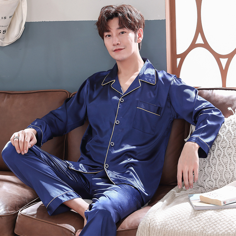 Men's Pajamas Set Autumn Winter Silk Male Pajamas Sets Simple Sleepwear Men's Long Sleeve Nightwear Top Pant Leisure Pyjamas Set
Men's Pajamas Set Autumn Winter Silk Male Pajamas Sets Simple Sleepwear Men's Long Sleeve Nightwear Top Pant Leisure Pyjamas Set