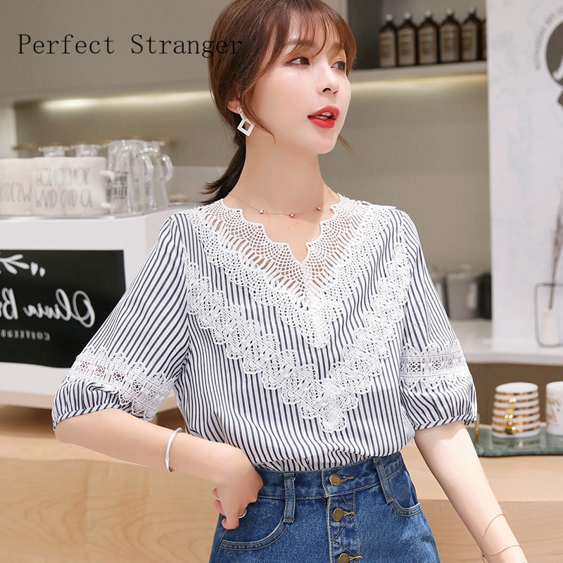 2020 Spring New Arrival High Quality Half Sleeve V Collar Striped Women Chiffon Blouse, Tuse
2020 Spring New Arrival High Quality Half Sleeve V Collar Striped Women Chiffon Blouse, Tuse