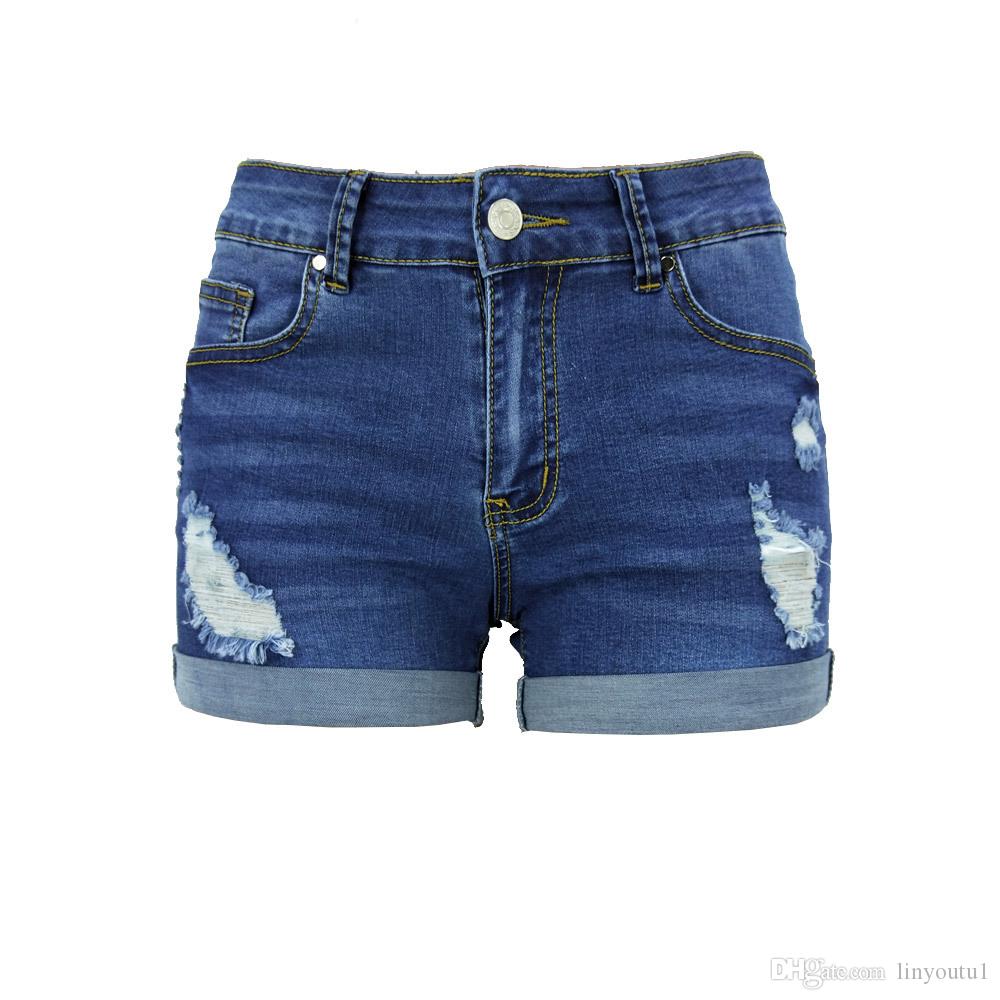 2020 Summer High Waisted Denim Shorts Jeans Women Short Femme Push Up Skinny Slim Denim Shorts
