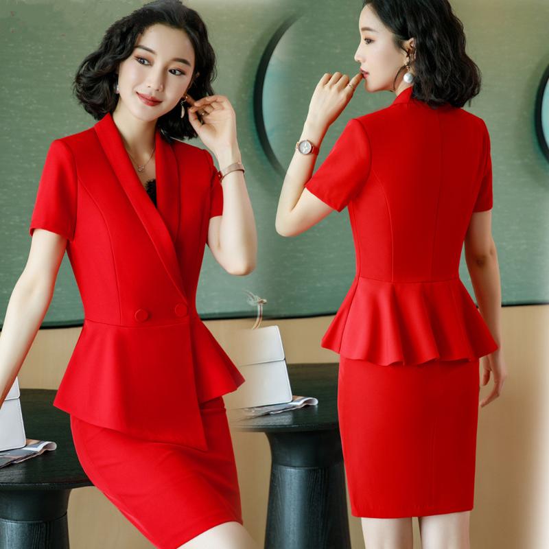 Lady Uniform Summer Faldas Formales 4xl Plus Size Business Wear Short Sleeve Ruffle Slim Jacket And Skirt Set Office Clothes, Blue skirt suit
Lady Uniform Summer Faldas Formales 4xl Plus Size Business Wear Short Sleeve Ruffle Slim Jacket And Skirt Set Office Clothes, Blue skirt suit