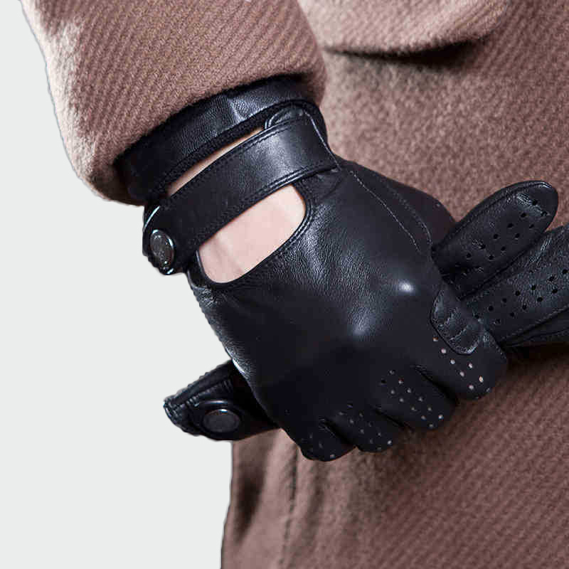 Mens Genuine Leather Gloves Male Breathable Goatskin Thin Spring Summer Autumn Driving Anti-skid Mittens Men Gloves CJ191225