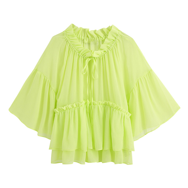 Stylish Ruffled See Through Blouses Women's O Neck With Adjustable Ties Half Sleeve Female Shirts Chic Tops Loose Women Blouse, As picture
Stylish Ruffled See Through Blouses Women's O Neck With Adjustable Ties Half Sleeve Female Shirts Chic Tops Loose Women Blouse, As picture