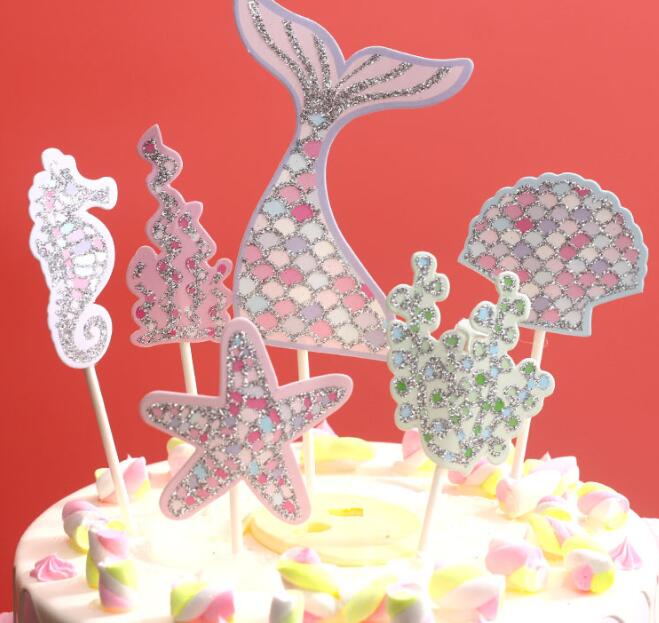 Mermaid Tail Cupcake Topper Kids Birthday Little Mermaid Party Decoration Baby Shower Under The Sea Cake Decor