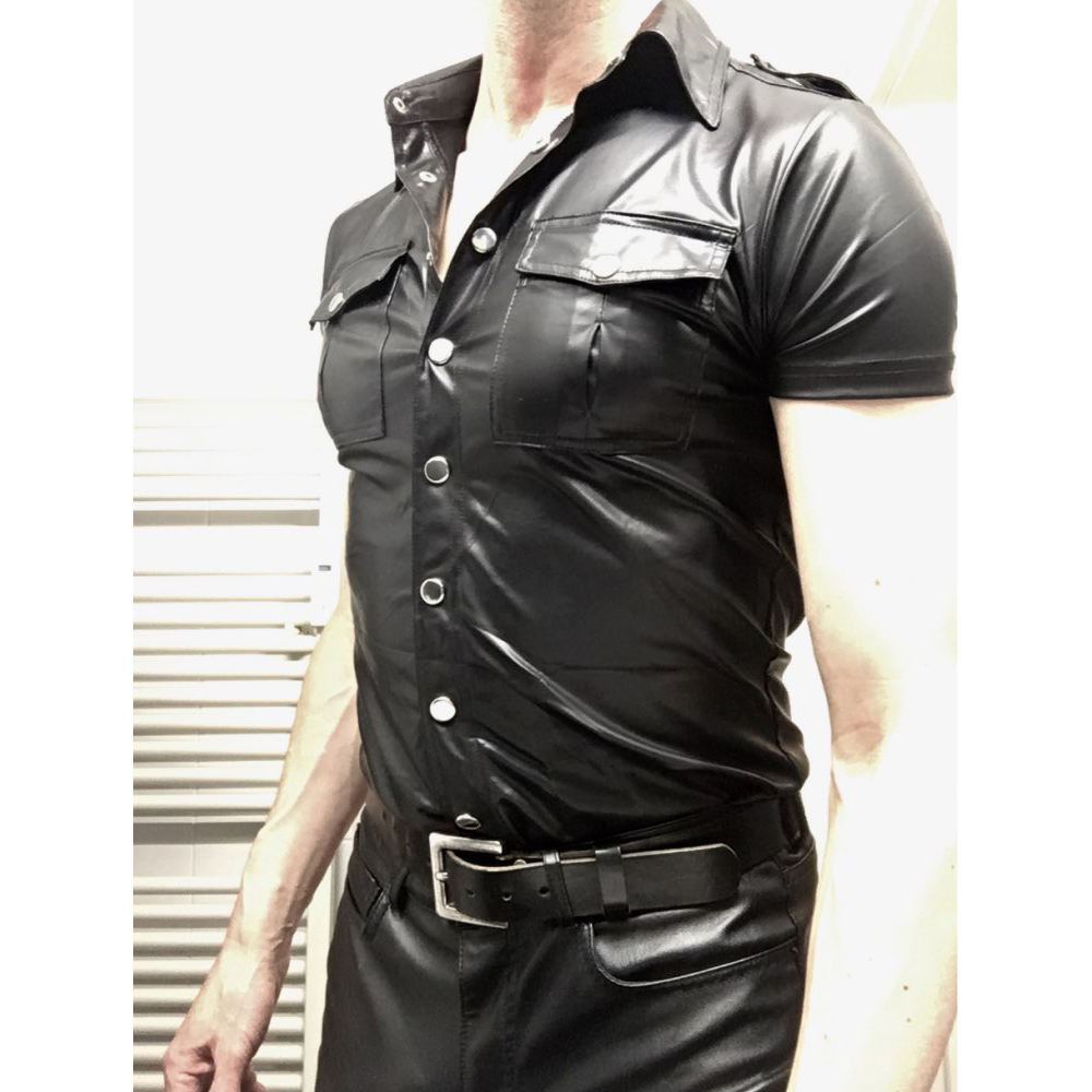 2019 New Sexy Men Faux Leather Skinny Short Sleeve Coats Shiny Latex PVC Punk Style Front Zipper Patent Leather Slim Coats, Black
2019 New Sexy Men Faux Leather Skinny Short Sleeve Coats Shiny Latex PVC Punk Style Front Zipper Patent Leather Slim Coats, Black