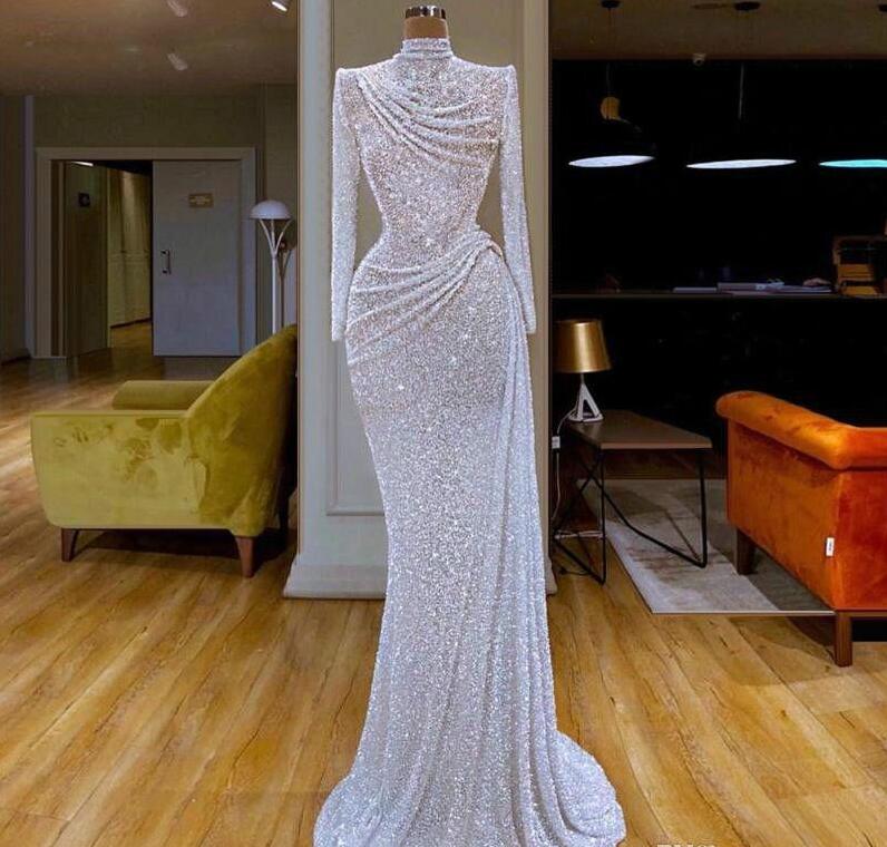 2020 Glitter Mermaid Evening Dresses High Collar Sequins Beaded Long Sleeve Sweep Train Formal Party Gowns Custom Made Long Prom Dress, Orange
2020 Glitter Mermaid Evening Dresses High Collar Sequins Beaded Long Sleeve Sweep Train Formal Party Gowns Custom Made Long Prom Dress, Orange