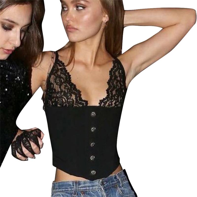 New Women Summer Lace Button Camis Lady Sexy Solid Tank Tops Stitching Single-Breasted V neck Vest Tanks Wear Out Camisole 2019, Black
New Women Summer Lace Button Camis Lady Sexy Solid Tank Tops Stitching Single-Breasted V neck Vest Tanks Wear Out Camisole 2019, Black