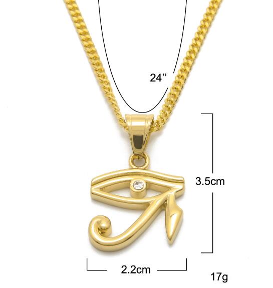316L Stainless Steel Gold color Egyptian The Eye of Horus pendant necklace hip hop Wedjat Eye necklaces for unisex jewelry wl1113