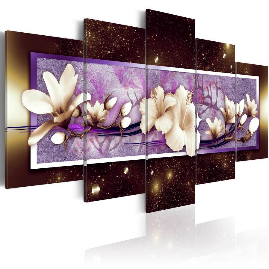 Modern Abstract Flowers Home Decor Magnolia Flowers Decorative Oil Painting on Canvas Wall Art Picture for Living Room(No Frame)