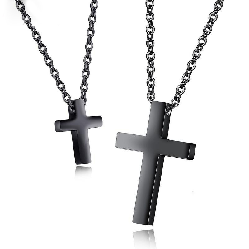 Lover Couple Christian Jesus Cross Pendants Necklace Jewelry 316L Stainless Steel Gold Plated Necklace Religious Jewelry