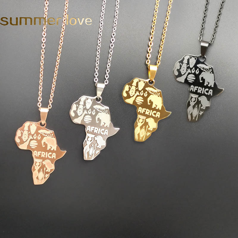 4 Color Africa Map Pendant Necklace for Women Men Fashion Hip Hop Stainless Steel Chain Necklace Jewelry Wholesale
4 Color Africa Map Pendant Necklace for Women Men Fashion Hip Hop Stainless Steel Chain Necklace Jewelry Wholesale