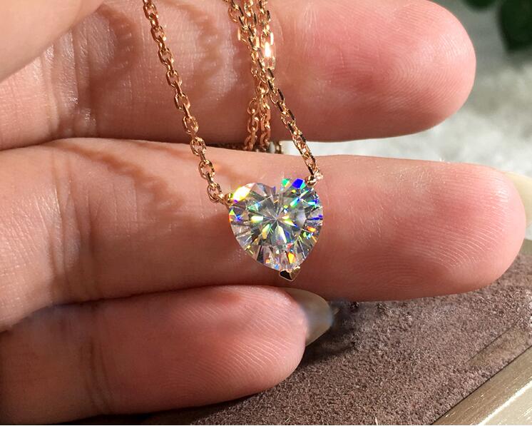 Heart Pendant Necklace 3CT Pear Shape White Topaz CZ Stone Sterg Sier & Rose Gold Fill | Gift for Women