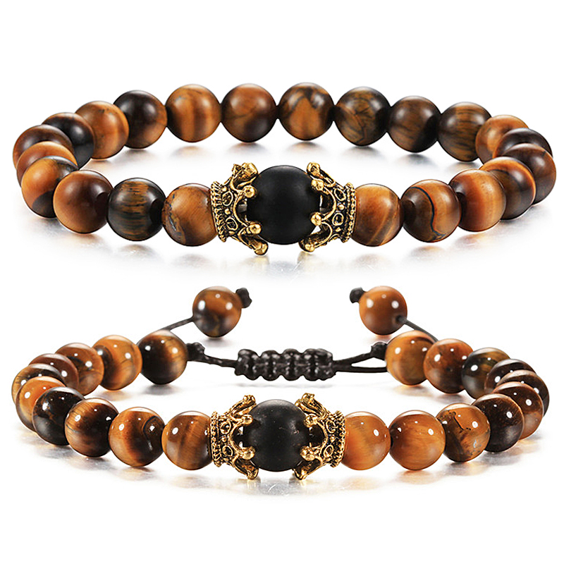 High Quality Tiger Eye Stone Beads Bracelet for Men Women Fashion Antique Crown Bracelets Jewelry Handmade Braid Pulseira
High Quality Tiger Eye Stone Beads Bracelet for Men Women Fashion Antique Crown Bracelets Jewelry Handmade Braid Pulseira
