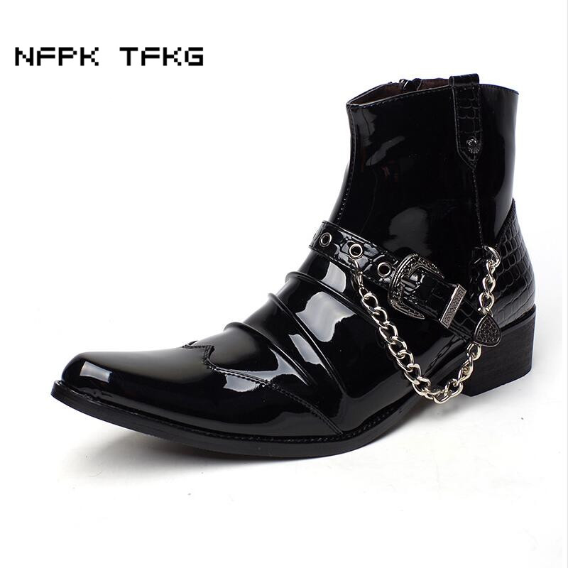 italian design mens casual breathable party nightclub bright patent leather shoes pointed toe oxfords shoe teenage ankle boots, Picture color
italian design mens casual breathable party nightclub bright patent leather shoes pointed toe oxfords shoe teenage ankle boots, Picture color