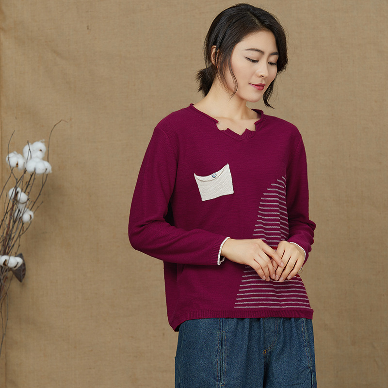 Fashion Autumn Women V-neck Long-sleeve knitted Sweaters Female Casual Jumper Women tops Pullover Stripes Cotton sweaters female, Purple
Fashion Autumn Women V-neck Long-sleeve knitted Sweaters Female Casual Jumper Women tops Pullover Stripes Cotton sweaters female, Purple