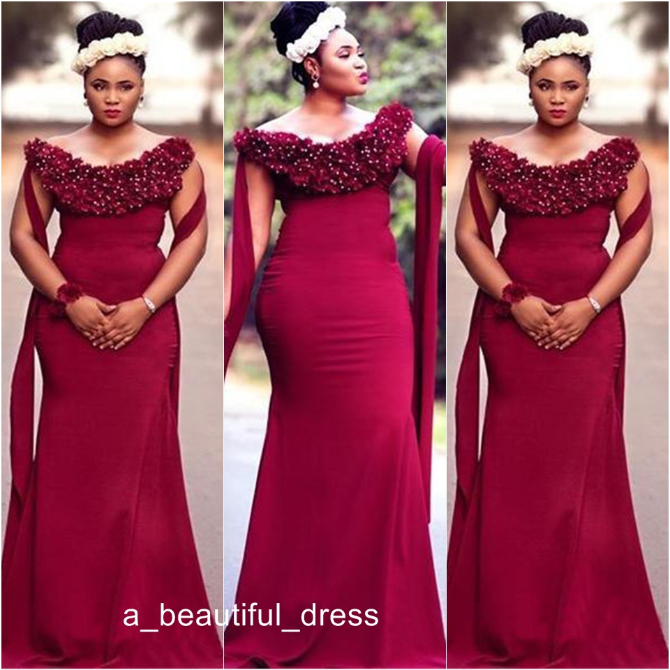 Handmade Flowers Prom Dresses Sexy Plus Sizes Formal Mermaid Prom Dresses Custom Made Satin Floor Length Party Gowns evening Dress ED1145