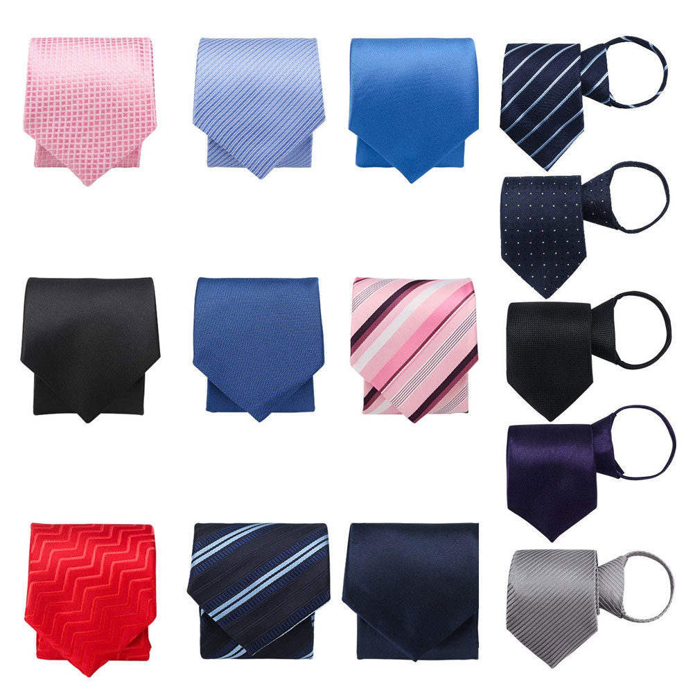Classic Zipper Ties Pretied Solid Color Silk Necktie Solid Stripe Pattern Men's Pre-made Tie Wholesale Suitable for Casual Formal Wear
Classic Zipper Ties Pretied Solid Color Silk Necktie Solid Stripe Pattern Men's Pre-made Tie Wholesale Suitable for Casual Formal Wear