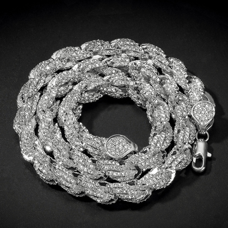 Iced Out Chains Necklaces Fashion Hip Hop Bling Chain Jewelry Men Rose Gold Silver Necklace