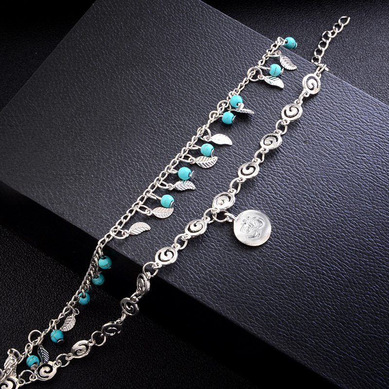 Leaf anklet bracelet layered boho style metal anklet beach sea hawaii lady romantic sexy